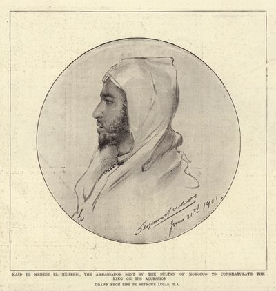 Kaid El Mehedi El Mehebbi, de Ambassadeur gestuurd door de Sultan van Marokko om de Koning te feliciteren met zijn troonsbestijging door John Seymour Lucas
